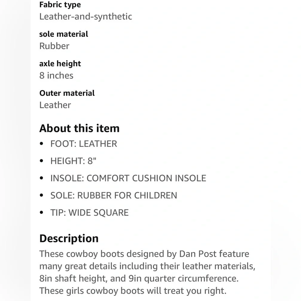NWT Dan Post Youth Gardenia Honey Brown Leather Boots DPC3942 Size 4.5 D.